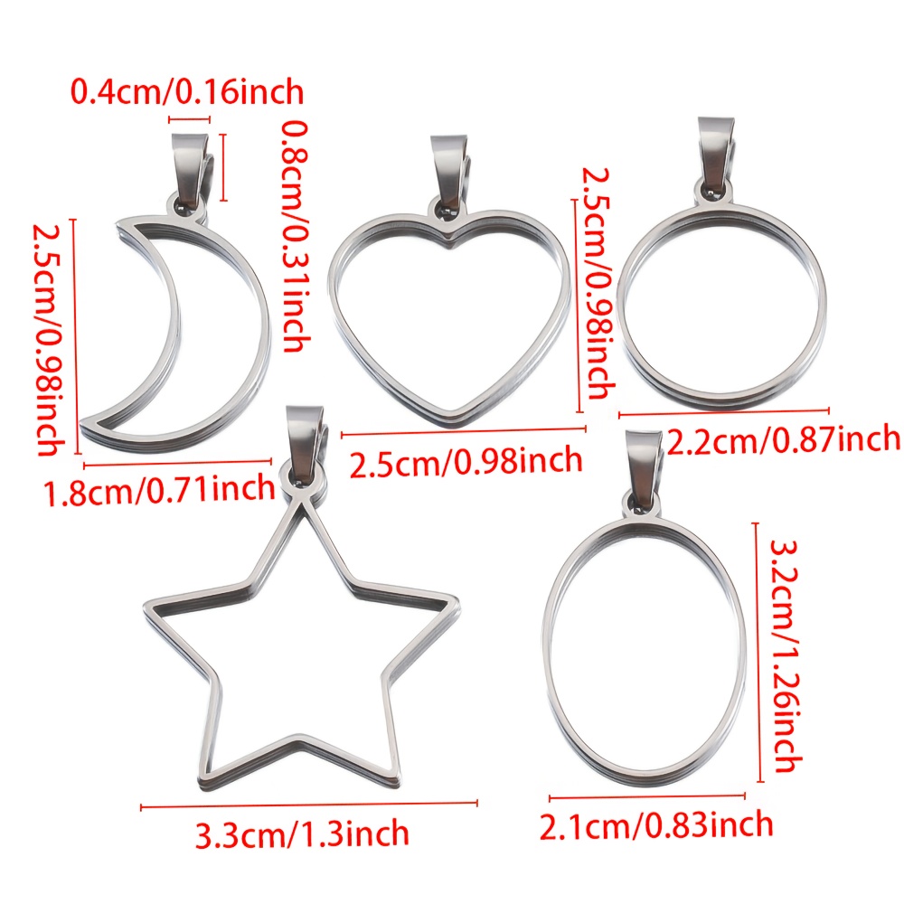 5pcs Hollow Pendant Set for DIY Necklace and Earring Making